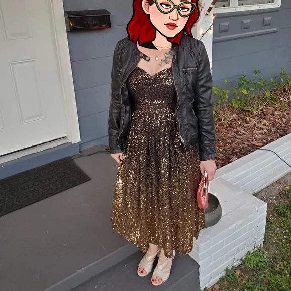 Black and gold Sequin Modcloth dress - Picture 3 of 3